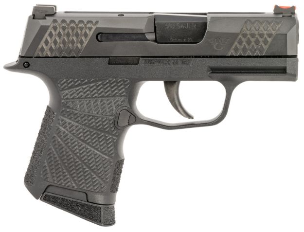 Picture of Wilson Combat SIGWCP3659B P365  9mm Luger 10+1 (2) 3.10", Black,  X-Tac Pattern Serrated Slide, Polymer Frame, Sunburst Grips, Fiber Optic Sights, Standard Trigger