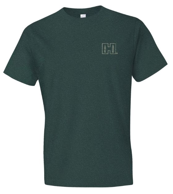 Picture of Hornady Gear 31791 Double Rocker  Olive Heather, Cotton/Polyester/Rayon, Short Sleeve Semi-Fitted, Small