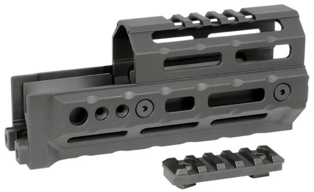 Picture of Midwest Industries MIAKALPHA6 Alpha  Drop-in Aluminum Black Hardcoat Anodized 5 Slot Picatinny Rail AK-Platform 6" Long Compatible w/M-LOK