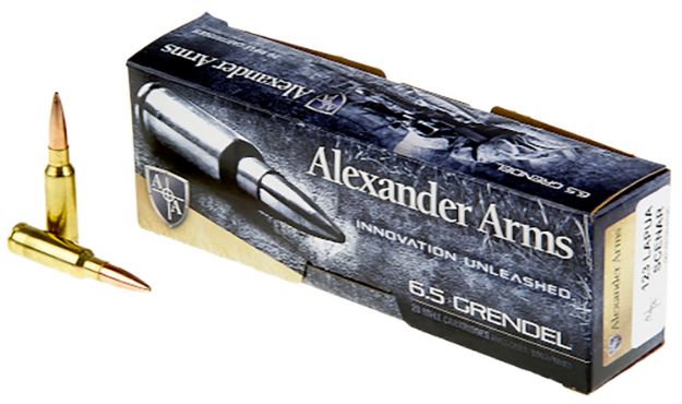 Picture of Alexander Arms AG123LSBOX Lapua Scenar  6.5Grendel 123gr Boat Tail Open Tip Match 20 Per Box/10 Case