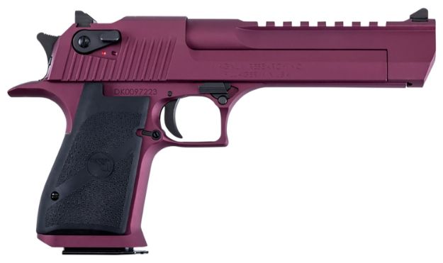 Picture of Magnum Research DE44BKC Desert Eagle Black Cherry 44 Mag 7+1 6" Black Barrel, Metallic Black  Cherry Cerakote Serrated Slide, Aluminum Frame w/Picatinny Rail & Beavertail Black Rubber Grips