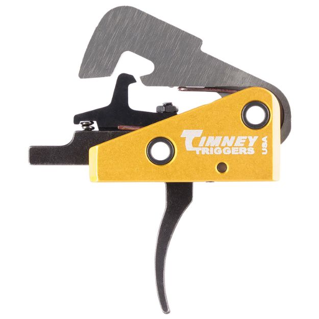 Picture of Timney Triggers 670 Competition Trigger  Single-Stage Curved Trigger with 4 lbs Draw Weight & Black/Gold Finish for AR-10