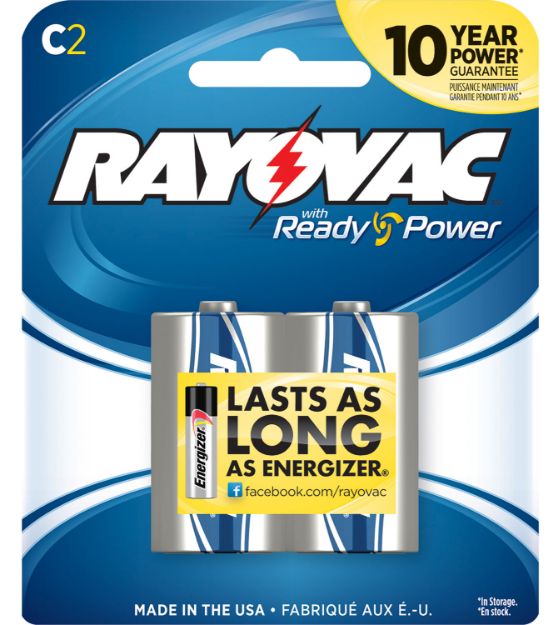 Picture of Rayovac 8142F C HIGH ENERGY Alkaline Batteries  Silver/Blue 1.5 Volts 8,000 mAh (2) Single Pack