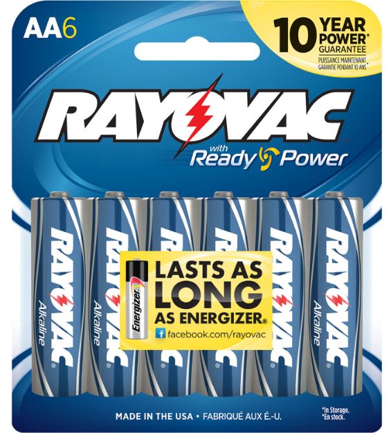 Picture of Rayovac 8156F AA HIGH ENERGY Alkaline Batteries  Silver/Blue 1.5 Volts 2,700 mAh (6) Single Pack