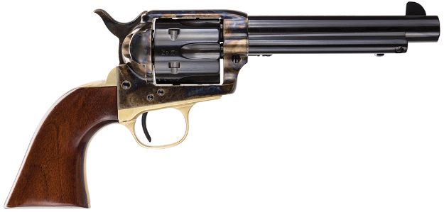 Picture of Taylors & Company 550847 Ranch Hand  45 Colt (LC) Caliber with 5.50" Blued Finish Barrel, 6rd Capacity Blued Finish Cylinder, Color Case Hardened Finish Steel Frame & Walnut Grip