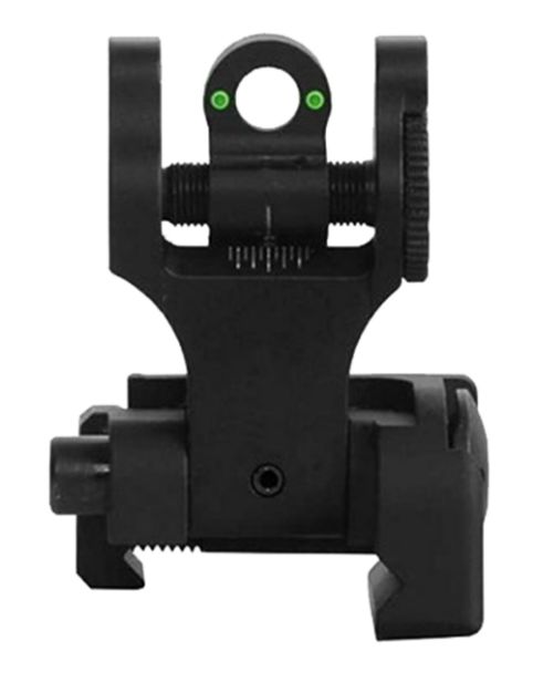 Picture of Troy Ind SSIGFBSRTBT00 Tritium Rear Folding BattleSight Round  Black Hardcoat Anodized for AR-15