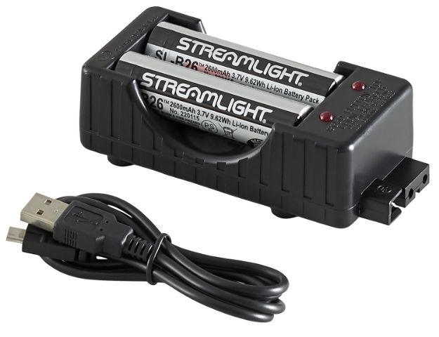 Picture of Streamlight 22010 18650  Battery Charger w/Batteries Black 18650 Li-ion Rechargeable Battery