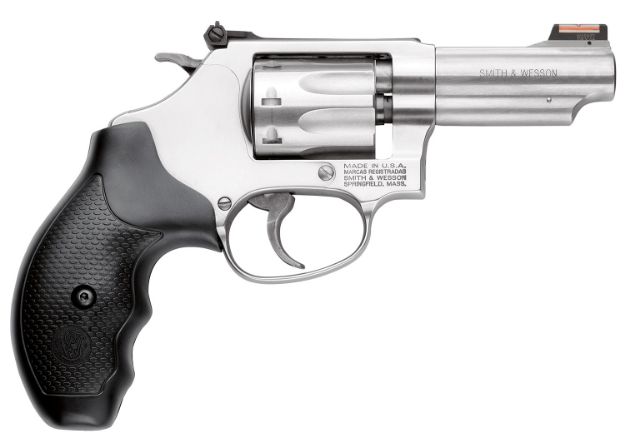 Picture of Smith & Wesson 162634 Model 63  22 LR 8 Shot 3" Stainless Steel Barrel, Satin Stainless Steel J-Frame, Hi-Viz Fiber Optic Red Front/Adjustable Rear Sight