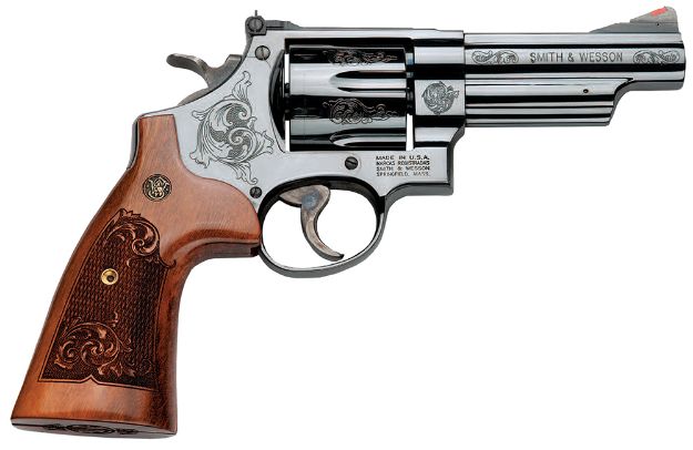 Picture of Smith & Wesson 150783 Model 29  44 Rem Mag or 44 S&W Spl Machine Engraved Blued Carbon Steel 4" Barrel, 6rd Cylinder & N-Frame, Wood Engraved Grip