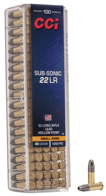 Picture of CCI 0056 Subsonic Small Game 22LR 40gr Lead Hollow Point 100 Per Box/50 Case