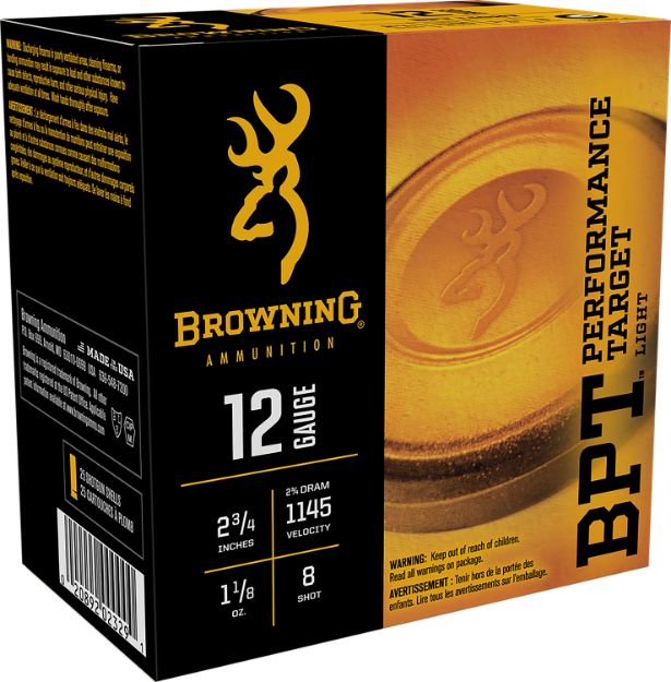 Picture of Browning Ammo B193611228 BPT Performance Target Light 12Gauge 2.75" 1 1/8oz 8Shot 25 Per Box/10 Case