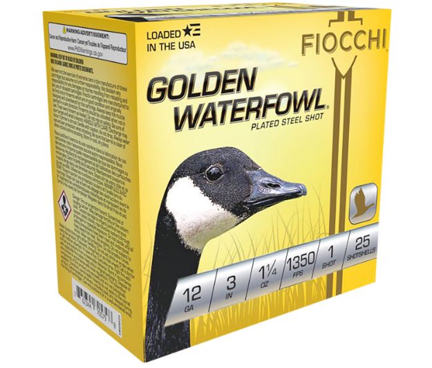 Picture of Fiocchi 123SGW1 Golden Waterfowl  12Gauge 3" 1 1/4oz 1Shot 25 Per Box/10 Case