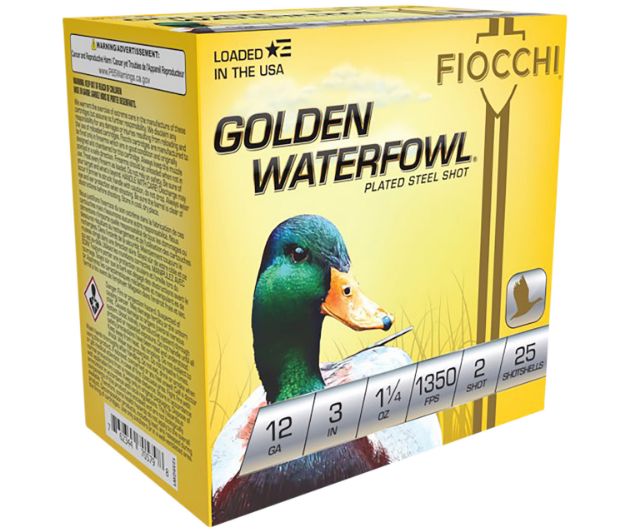 Picture of Fiocchi 123SGW2 Golden Waterfowl  12Gauge 3" 1 1/4oz 2Shot 25 Per Box/10 Case