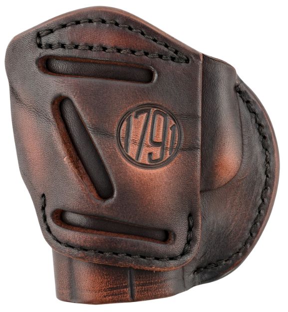 Picture of 1791 Gunleather 4WH3VTGR 4-Way  IWB/OWB Size 03 Vintage Leather Belt Clip Compatible w/Glock 26/Ruger LC9/S&W M&P Shield/2.0 9/40 Right Hand