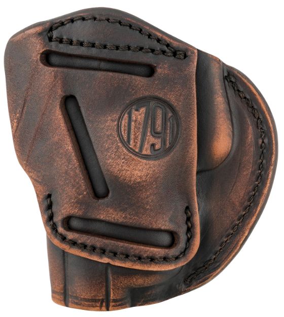 Picture of 1791 Gunleather 4WH5VTGR 4-Way  IWB/OWB Size 05 Vintage Leather Belt Clip Compatible w/Glock 17/Springfield XD/S&W M&P/HK VP9 Right Hand