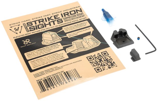 Picture of Strike Industries MP9SIGHTSSH Strike Iron Sights  Black/Blank Front Sight Black/Blank Rear Sight Smith & Wesson M&P/M&P M2.0 Suppressor Height