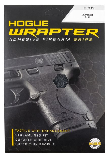 Picture of Hogue 18449 Wrapter Adhesive Grip made of Heavy Grit with Black Finish for S&W M&P Shield 9, 40