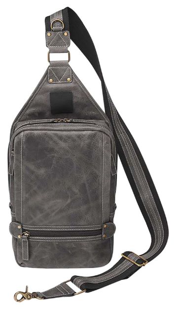 Picture of Gun Tote'n Mamas/Kingport GTMCZY108GREY Sling Backpack  Gray Leather Includes Standard Holster