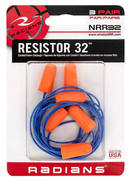 Picture of Radians FP8100BP Foam Ear Plugs Corded 32 dB In The Ear Orange 3 Pair