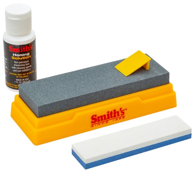 Picture of Smiths Products 51328 Combination Bench Stone Gray/Yellow Synthetic Stone Includes Honing Oil