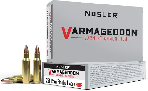 Picture of Nosler 65120 Varmageddon  221RemFireball 40gr Flat Base Hollow Point 20 Per Box/20 Case