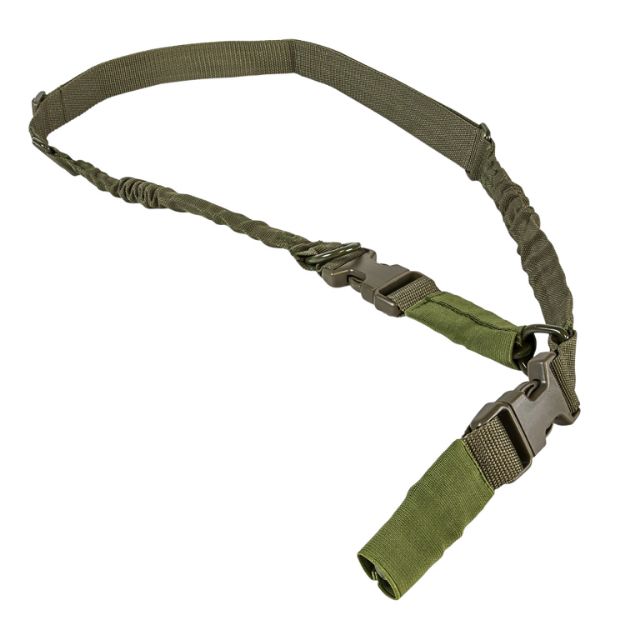 Picture of NcStar AARS21PG VISM Sling 1.25" 55"-72" Adjustable Bungee Green Nylon Strap w/Elastic Shock-Cord 2or1 Point Sling