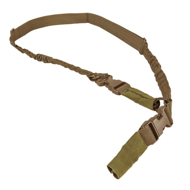 Picture of NcStar AARS21PT VISM Sling 1.25" 55"-72" Adjustable Bungee Tan Nylon Strap w/Elastic Shock-Cord  2or1 Point Sling