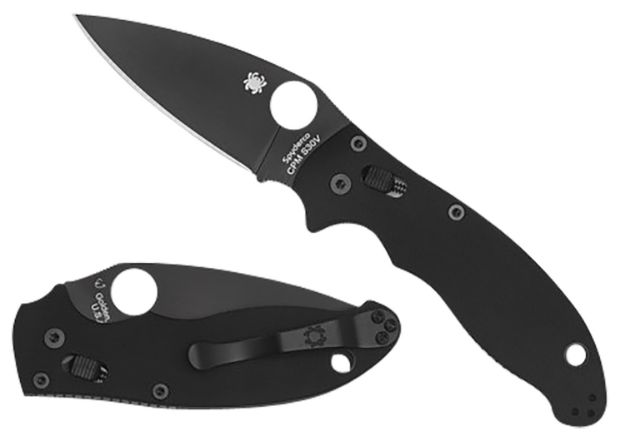 Picture of Spyderco C101GPBBK2 Manix 2  3.37" Folding Plain Black DLC CPM S30V SS Blade/Black Bi-Directional Texturing G10 Handle Includes Pocket Clip