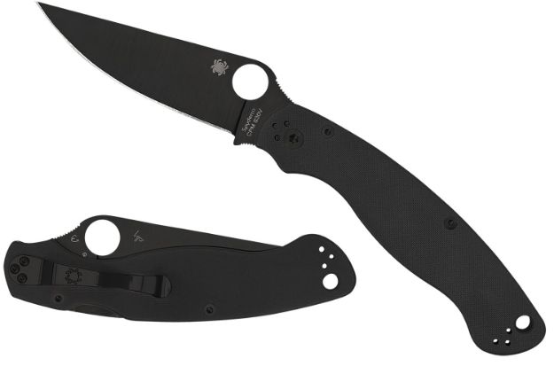 Picture of Spyderco C36GPBK2 Military 2  4" Folding Plain Black DLC CPM S30V SS Blade/ Black Textured G10 Handle Includes Pocket Clip