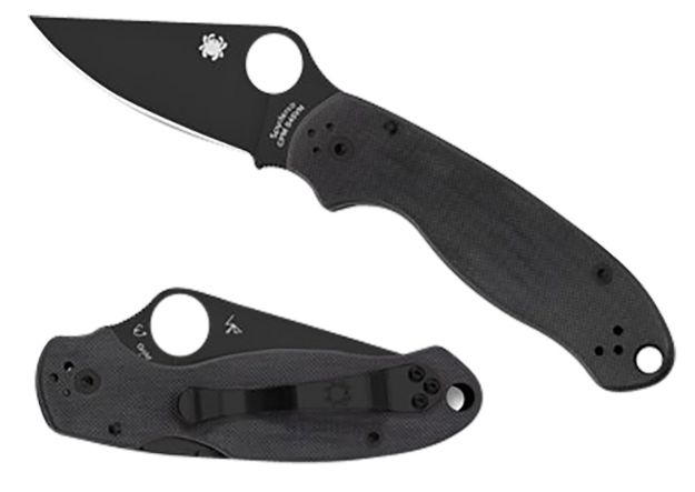 Picture of Spyderco C223GPBK Para 3  2.95" Folding Clip Point Plain Black DLC CPM S45VN SS Blade/Black G10 Handle Includes Pocket Clip