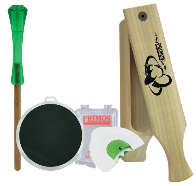 Picture of Primos 272 Turkey Caller Starter Pack  Attracts Turkeys, Includes Sonic Dome Mouth Call, Sonic Dome Slate Call, Slim Striker & Double Sided Box Call