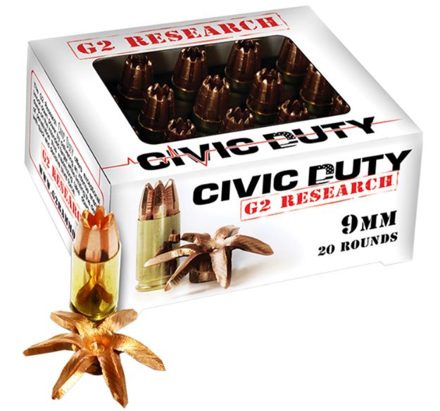 Picture of G2 Research G00602 Civic Duty  9mmLuger 96gr Copper Expansion Projectile 20 Per Box/25 Case