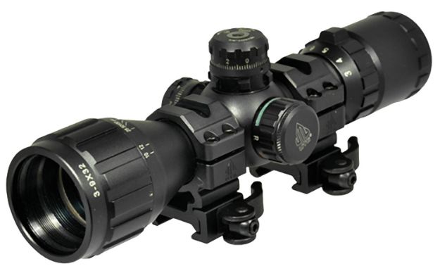 Picture of UTG SCP-M392AOLW BugBuster  Black Hardcoat Anodized 3-9x32mm 1" Tube Illuminated Red/Green Mil-Dot Reticle