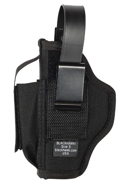 Picture of Blackhawk 40AM05BK Multi-Use  IWB/OWB Size 05 Black Cordura Nylon Belt Clip Fits Large Semi-Auto Fits 3.75-4.50" Barrel Ambidextrous