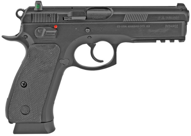 Picture of CZ-USA 01152 CZ 75 SP-01 9mm Luger 10+1 4.60" Black Steel Barrel, Serrated Steel Slide Black Polycoat Steel Frame w/Beavertail & Picatinny Rail, Black Rubber Grip