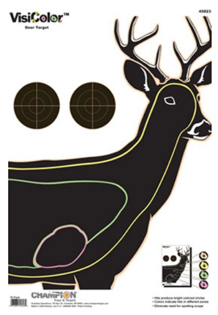 Picture of Champion Targets 45823 VisiColor  Deer Paper Hanging Pistol/Rifle 13" x 18" Multi-Color Includes Pasters 10 Pack