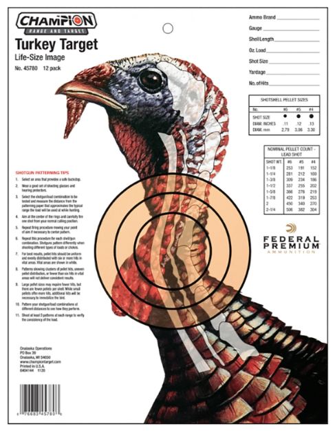 Picture of Champion Targets 45780 LifeSize Turkey Hanging Paper Target  14" x 18" Multi-Color 12 Pack