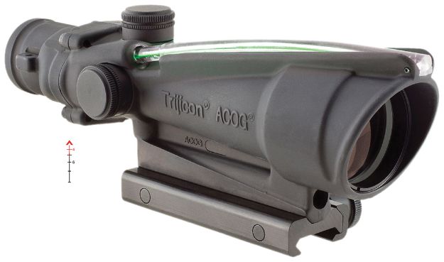 Picture of Trijicon 100149 ACOG  Black Hardcoat Anodized 3.5x35mm Illuminated Green Chevron .223/5.56 BDC Reticle