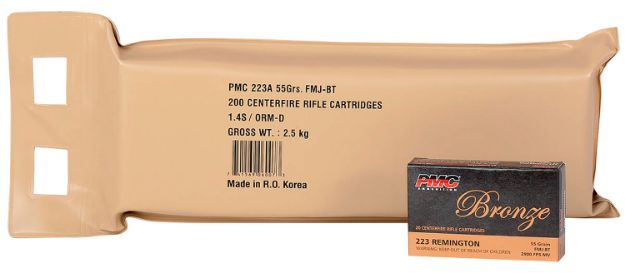 Picture of PMC 223ABP Bronze Battle Pack 223Rem 55gr Full Metal Jacket Boat Tail 200 Per Box/5 Case