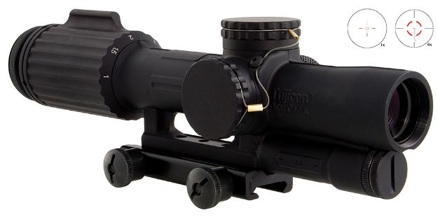 Picture of Trijicon 1600004 VCOG  1-6x 24mm Obj 95-15.90 ft @ 100 yds FOV Matte Black Finish LED Illuminated Red Segmented Circle w/Crosshair 308 175gr W/TA51 Mount