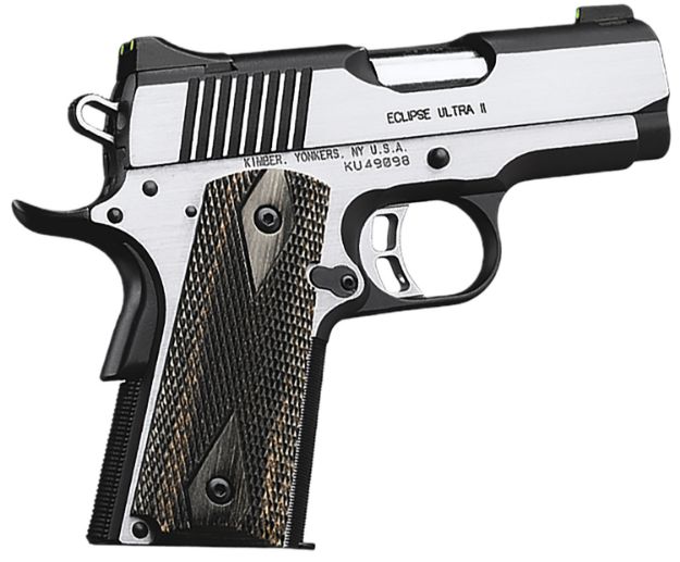 Picture of Kimber Mfg.,inc 3200042CA Eclipse Ultra II (CA) 45 ACP 7+1 3" Stainless Steel Slide Brush Polished Front Strap Checkering Laminated Gray/Black Double Diamond Grip