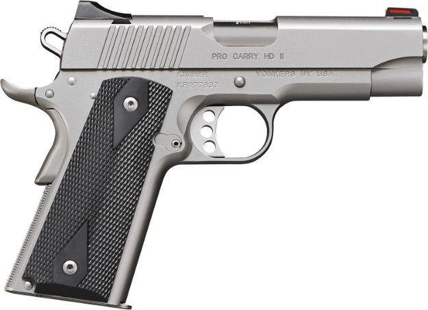 Picture of Kimber Mfg.,inc 3200044CA Pro Carry HD II (CA) 38 Super 9+1 4" Stainless Steel Slide Satin Silver Black Synthetic Double Diamond Checkering Grip