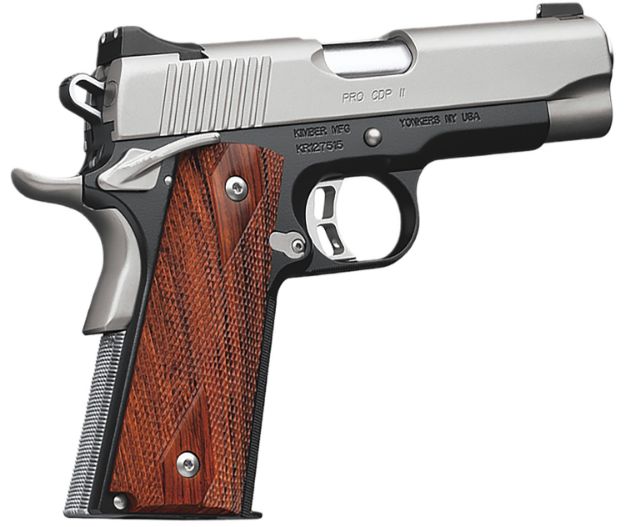 Picture of Kimber Mfg.,inc 3200055CA Pro CDP II (CA) 45 ACP 7+1 4" Satin Silver Stainless Steel Slide Matte Black KimPro II Rosewood Double Diamond Grip