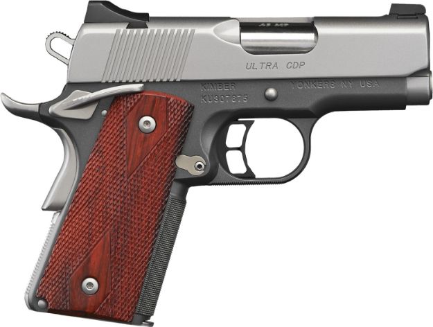 Picture of Kimber Mfg.,inc 3000245 Ultra CDP 45 ACP 7+1 3" Satin Silver/KimPro II Front Serrations Charcoal Gray/KimPro II Rosewood Grip