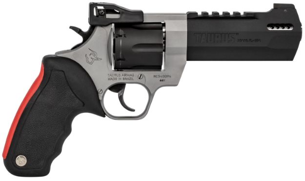 Picture of Taurus 2440055RH Raging Hunter  44 Rem Mag 6rd 5.12" Matte Black Oxide Cylinder & Barrel Matte Stainless Steel Frame Black Rubber with Integrated Red Cushion Insert  Grip