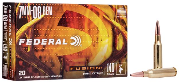 Picture of Federal F708FS1 Fusion  7mm-08Rem 140gr Bonded Soft Point 20 Per Box/10 Case