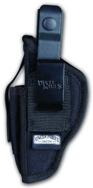 Picture of Uncle Mike's 70360 Sidekick Hip Holster IWB/OWB Size 36 Black Kodra Nylon Belt Clip Fits Sm Frame 5/6 Rd Revolver w/Hammer Spur Fits 2.75-4" Barrel Ambidextrous