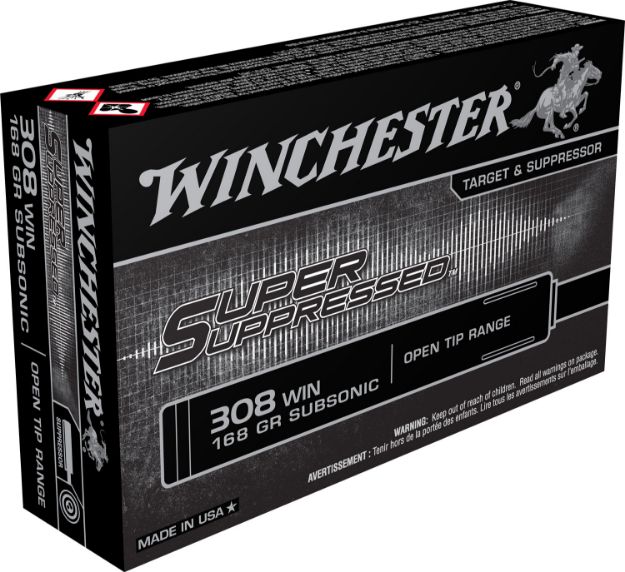 Picture of Winchester Ammo SUP308 Super Suppressed  308Win 168gr Open Tip Range 20 Per Box/10 Case