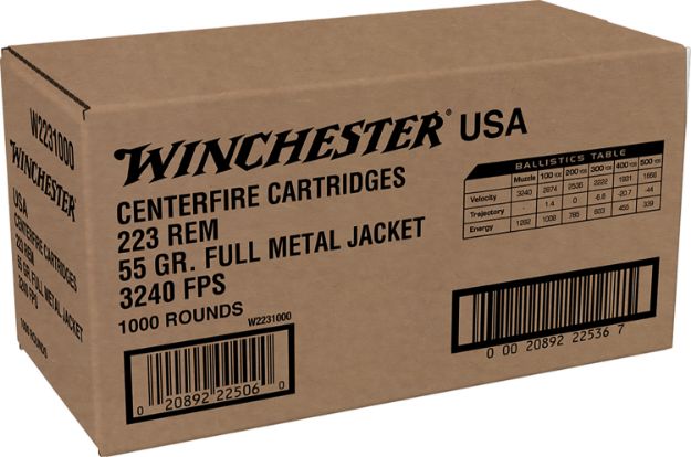 Picture of Winchester Ammo W2231000 USA  223Rem 55gr Full Metal Jacket 1000rds *Sold by Case