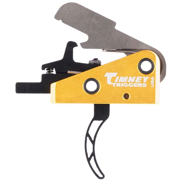 Picture of Timney Triggers 661S Competition Trigger  Single-Stage Skeletonized Curved Trigger with 3 lbs Draw Weight & Black/Gold Finish for AR-15